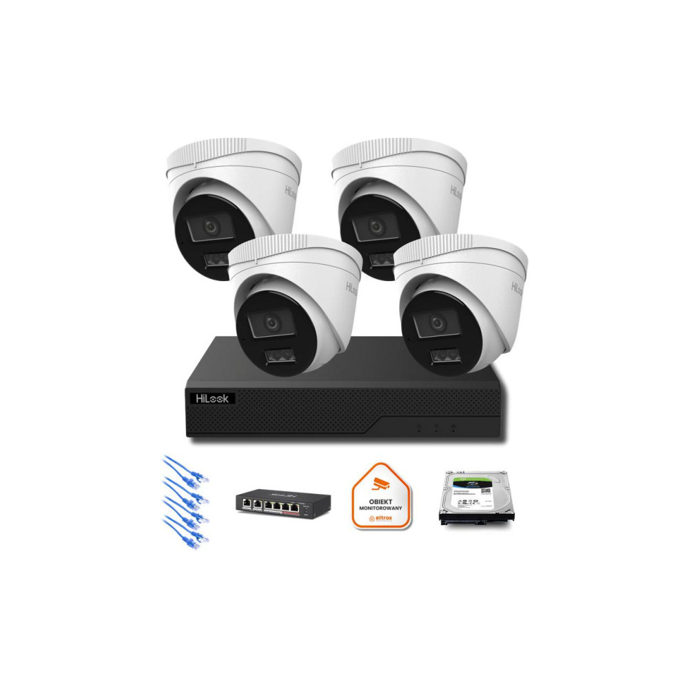 Zestaw monitoringu IP Hilook 4x kamera IPC-T260HA-LU 6MP Smart-hybrid Light