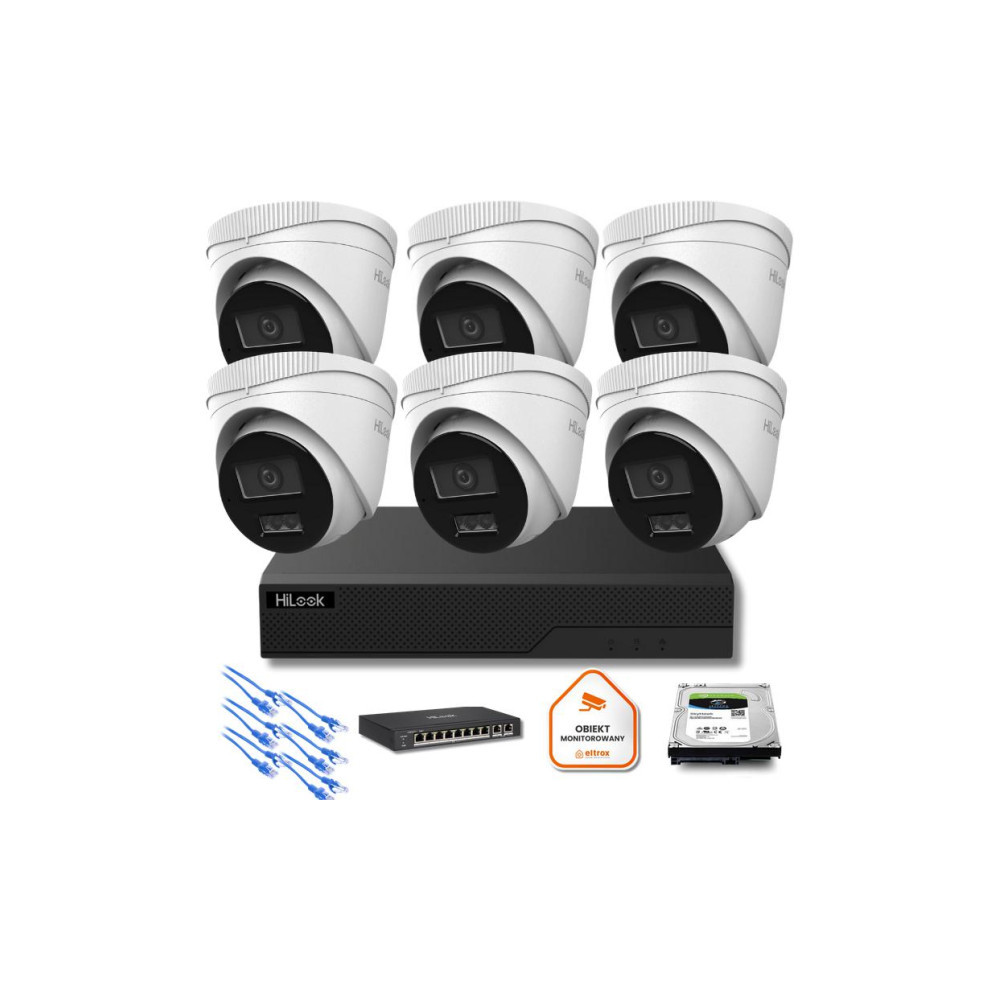 Zestaw monitoringu IP Hilook 6x kamer IPC-T260HA-LU 6MP Smart-hybrid Light