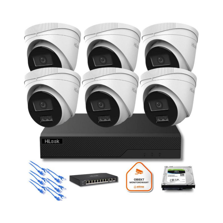 Zestaw monitoringu IP Hilook 6x kamer IPC-T260HA-LU 6MP Smart-hybrid Light