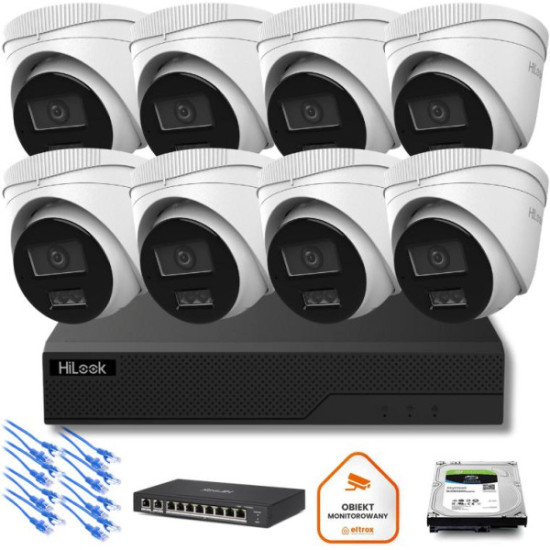 Zestaw monitoringu IP Hilook 8x kamer IPC-T260HA-LU 6MP Smart-hybrid Light