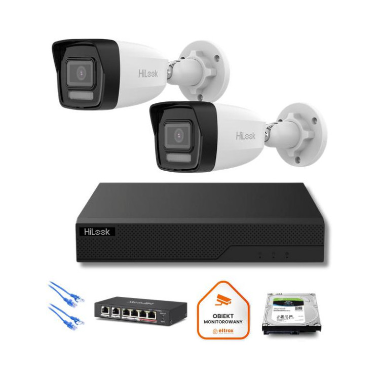Zestaw moinitoringu IP Hilook 2x IPC-B180HA-LU tuba 8MP Smart-hybrid Light