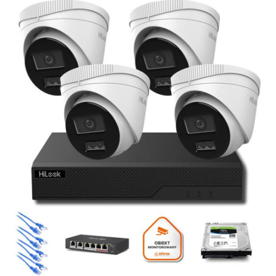 Zestaw monitoringu IP Hilook 4x IPC-T280HA-LU 8MP Smart-hybrid Light