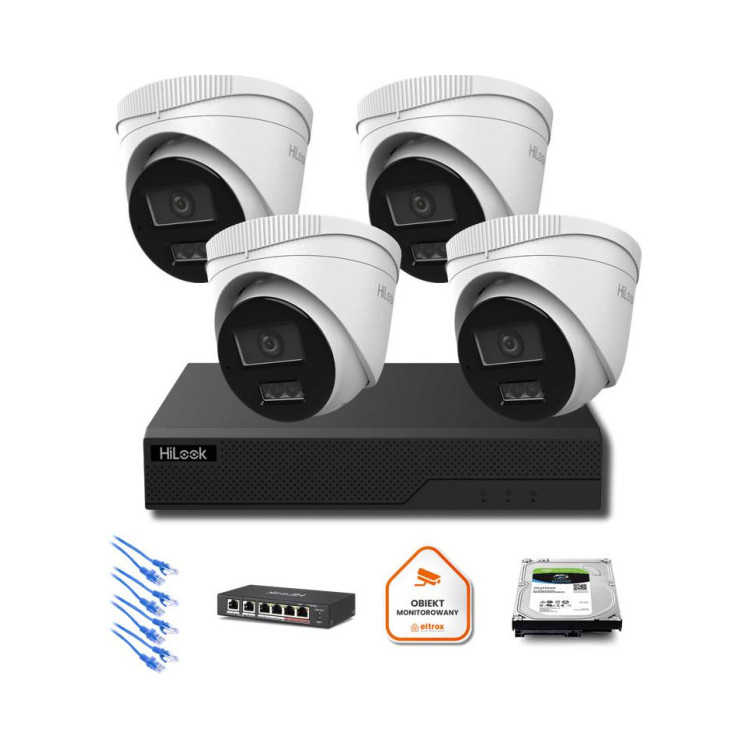 Zestaw monitoringu IP Hilook 4x IPC-T280HA-LU 8MP Smart-hybrid Light