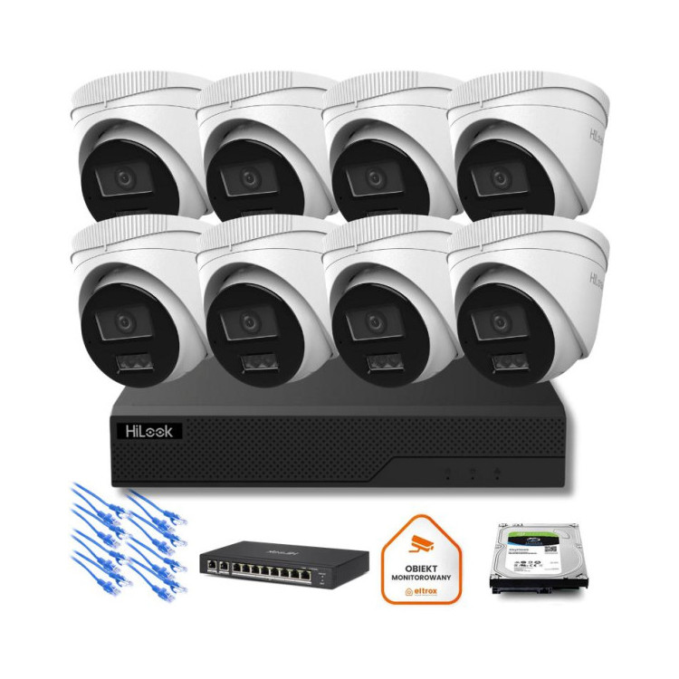 Zestaw monitoringu IP Hilook 8x IPC-T280HA-LU 8MP Smart-hybrid Light