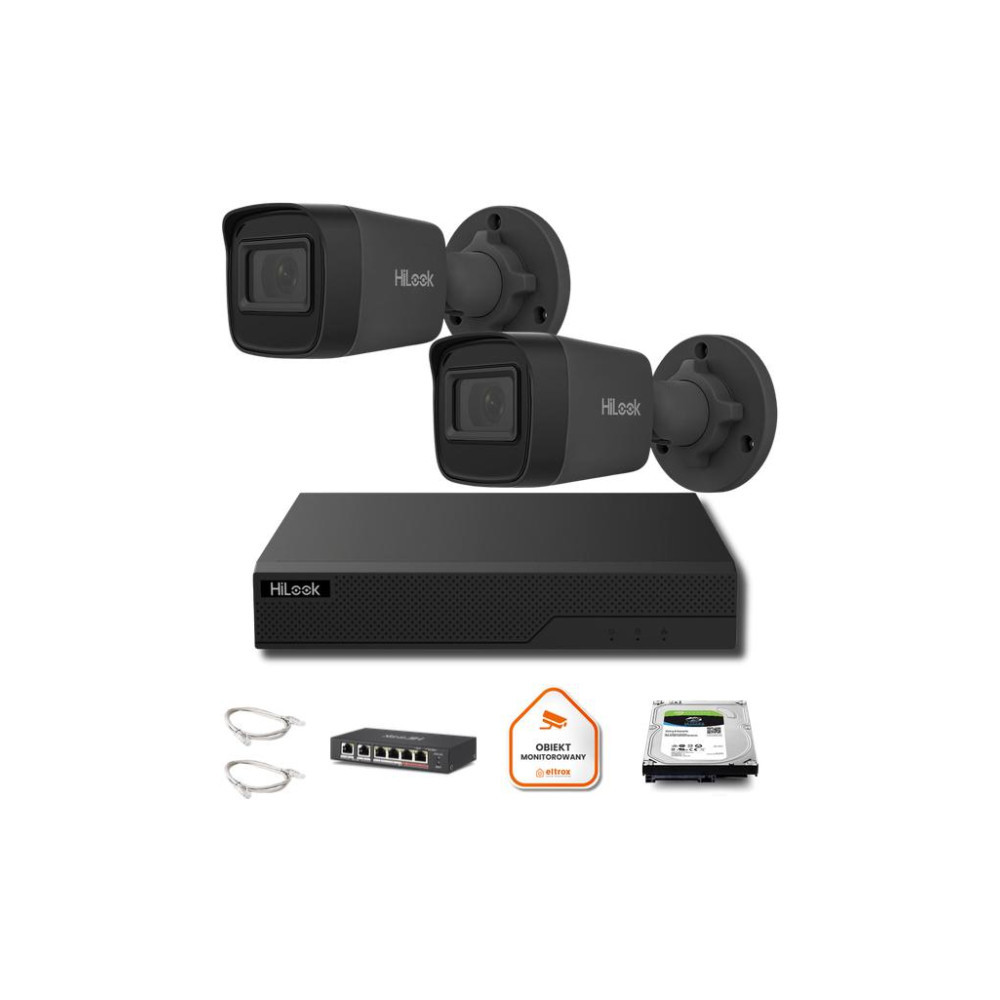 Zestaw monitoringu Hilook 2x IPC-B141H-C black z dyskiem 2TB