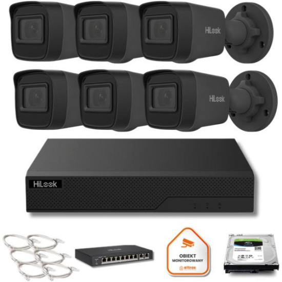 Zestaw monitoringu Hilook 6x IPC-B141H-C black z dyskiem 2TB