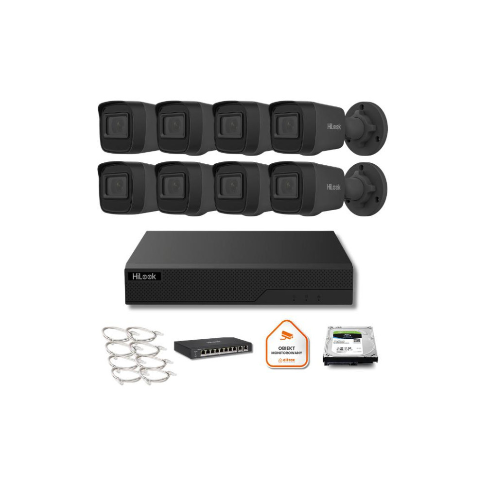 Zestaw monitoringu Hilook 8x IPC-B141H-C black z dyskiem 2TB