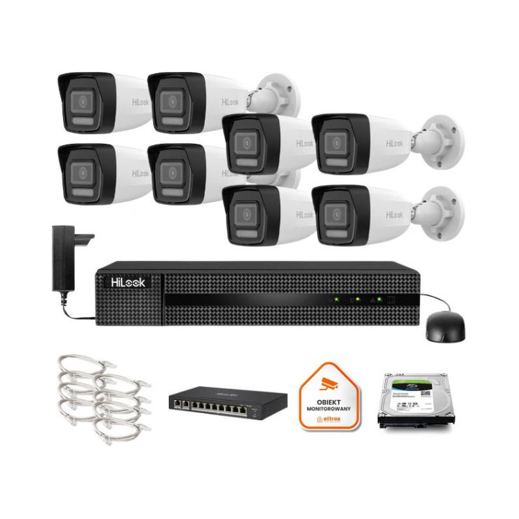 Zestaw monitoringu Hilook 8x IPC-B140HA-LU z dyskiem 2TB