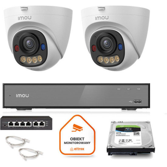 Zestaw monitoringu Imou 2x kamera IPC-PS8D-5V0-0280B 5MP kopułka PoE 