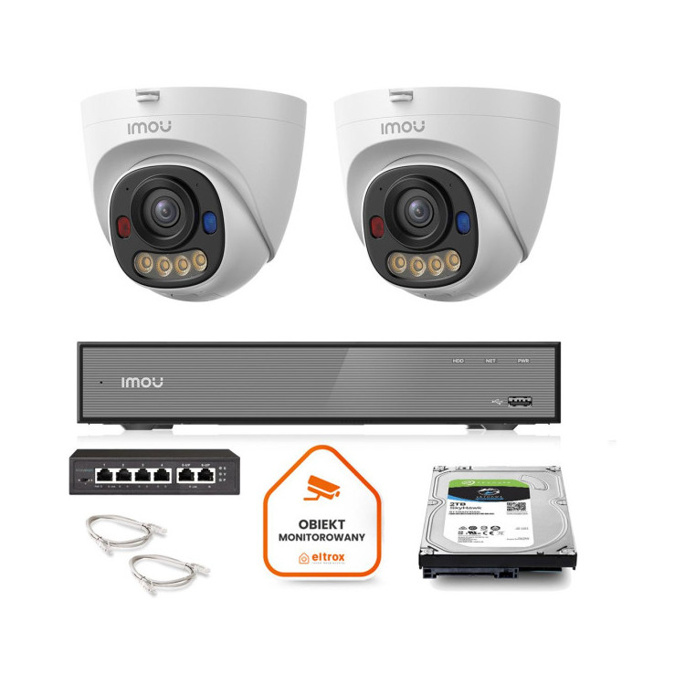 Zestaw monitoringu Imou 2x kamera IPC-PS8D-5V0-0280B 5MP kopułka PoE 