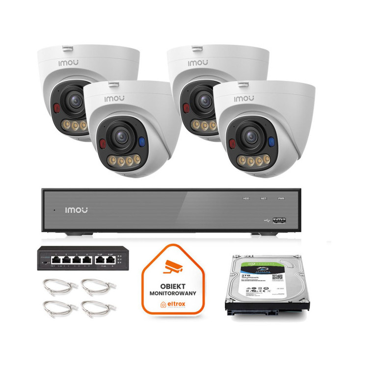 Zestaw monitoringu Imou 4x kamera IPC-PS8D-5V0-0280B 5MP kopułka PoE 