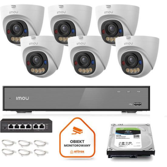 Zestaw monitoringu Imou 6x kamera IPC-PS8D-5V0-0280B 5MP kopułka PoE 