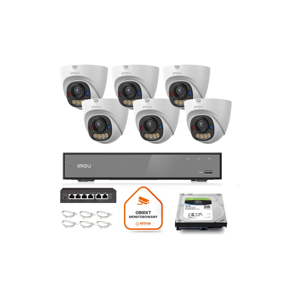 Zestaw monitoringu Imou 6x kamera IPC-PS8D-5V0-0280B 5MP kopułka PoE 