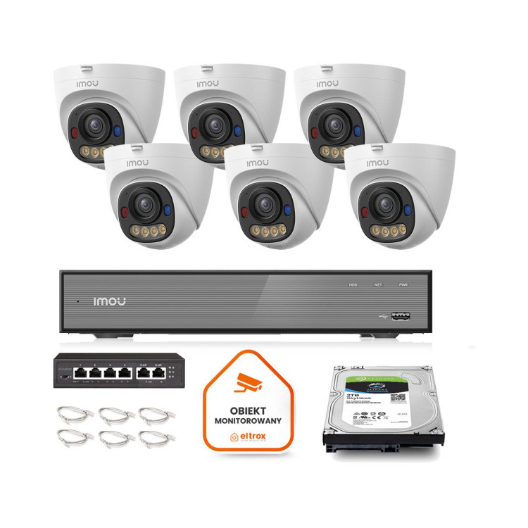 Zestaw monitoringu Imou 6x kamera IPC-PS8D-5V0-0280B 5MP kopułka PoE 