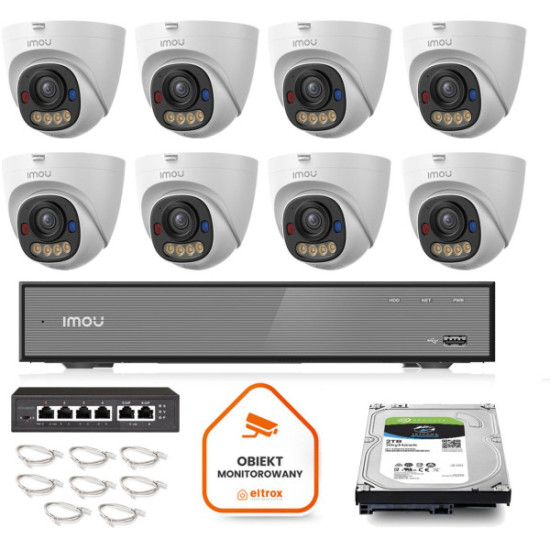 Zestaw monitoringu Imou 8x kamera IPC-PS8D-5V0-0280B 5MP kopułka PoE 