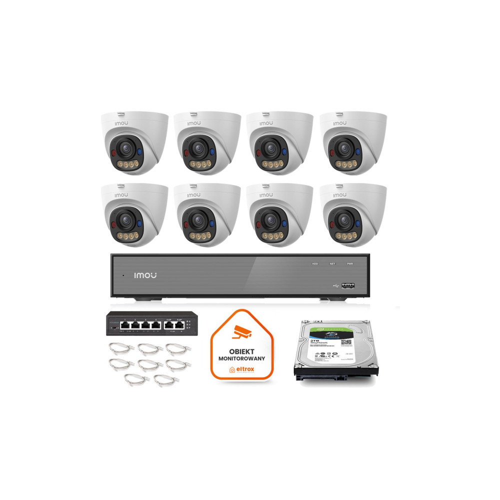 Zestaw monitoringu Imou 8x kamera IPC-PS8D-5V0-0280B 5MP kopułka PoE 