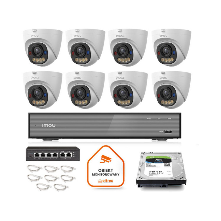 Zestaw monitoringu Imou 8x kamera IPC-PS8D-5V0-0280B 5MP kopułka PoE 