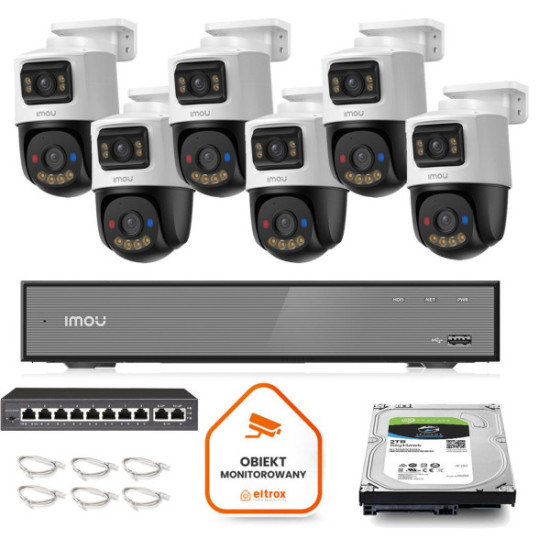 Zestaw monitoringu Imou 6x kamera IPC-PS70FP-10M0 10MP (5MP+5MP) Dual PoE