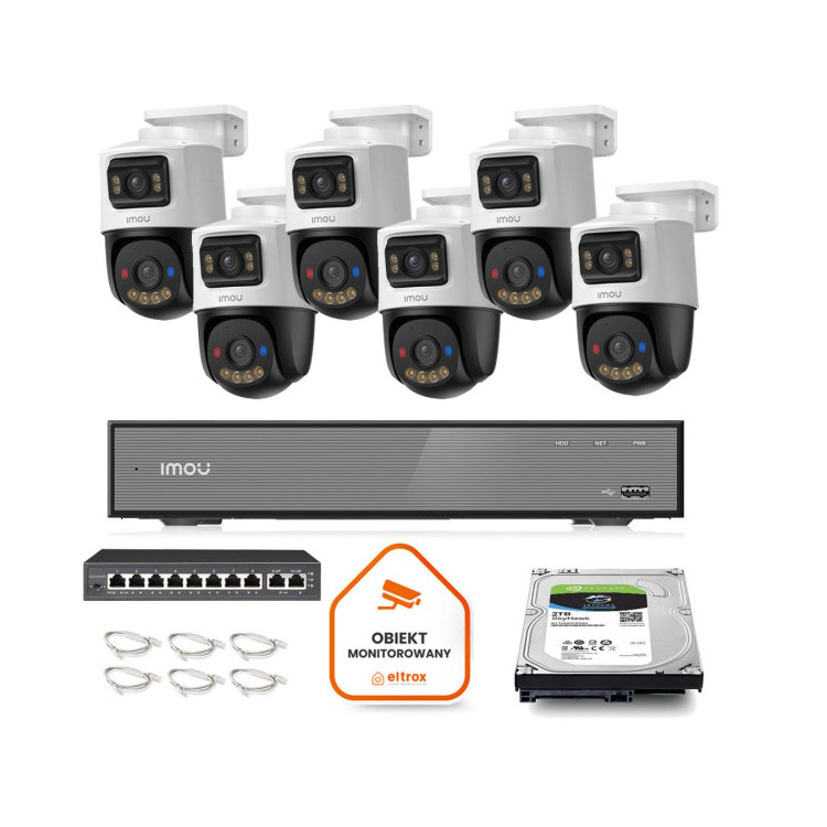 Zestaw monitoringu Imou 6x kamera IPC-PS70FP-10M0 10MP (5MP+5MP) Dual PoE