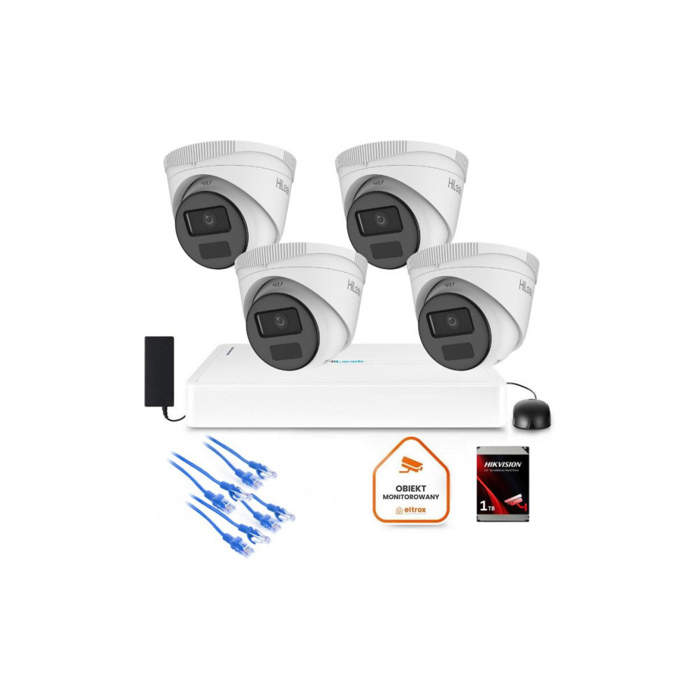 Zestaw monitoringu Hilook 4x kamera IPC-T221H-C z dyskiem 1TB