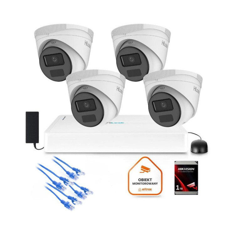 Zestaw monitoringu Hilook 4x kamera IPC-T221H-C z dyskiem 1TB
