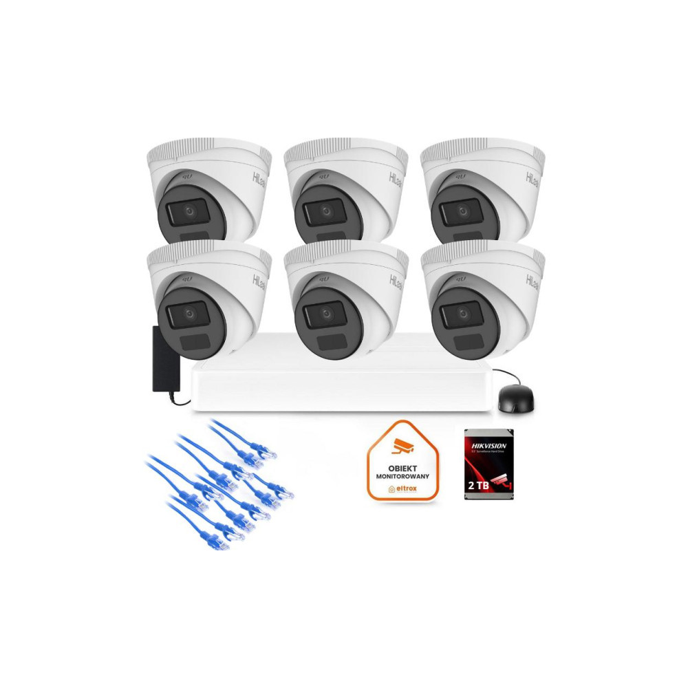 Zestaw monitoringu Hilook 6x kamera IPC-T221H-C z dyskiem 2TB