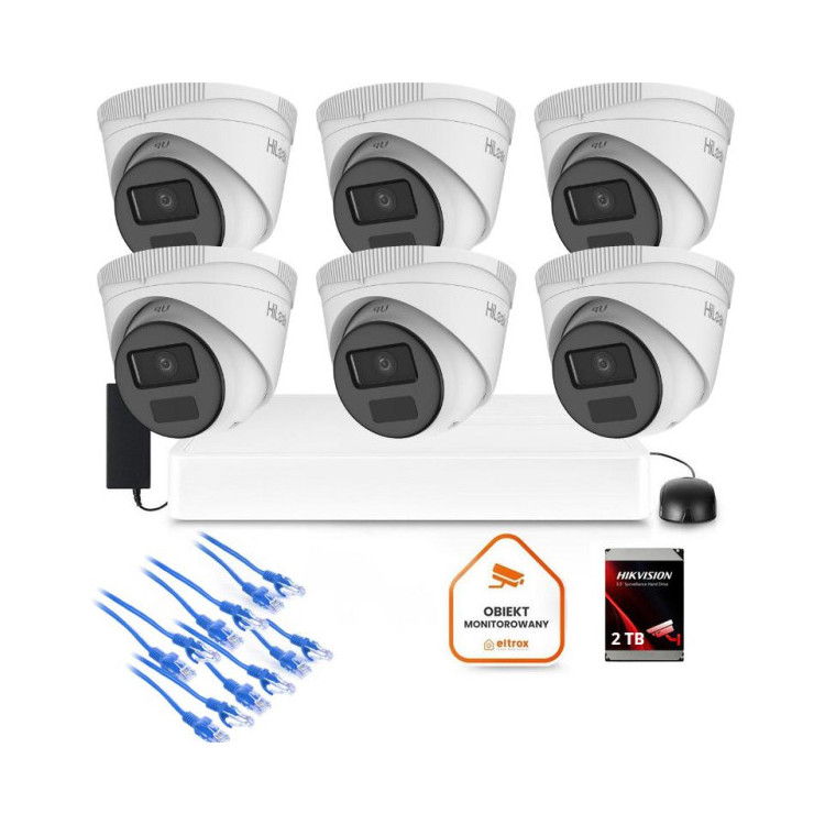 Zestaw monitoringu Hilook 6x kamera IPC-T221H-C z dyskiem 2TB