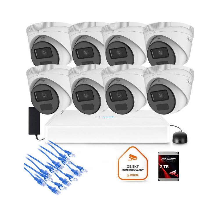 Zestaw monitoringu Hilook 8x kamera IPC-T221H-C z dyskiem 2TB