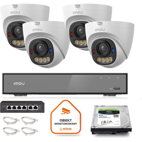 Zestaw monitoringu Imou 4x kamera IPC-PS8D-3V0 3MP kopułka PoE  