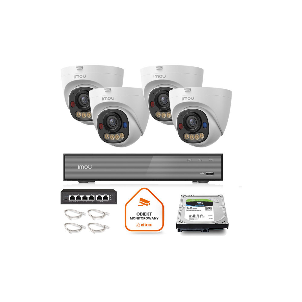 Zestaw monitoringu Imou 4x kamera IPC-PS8D-3V0 3MP kopułka PoE  