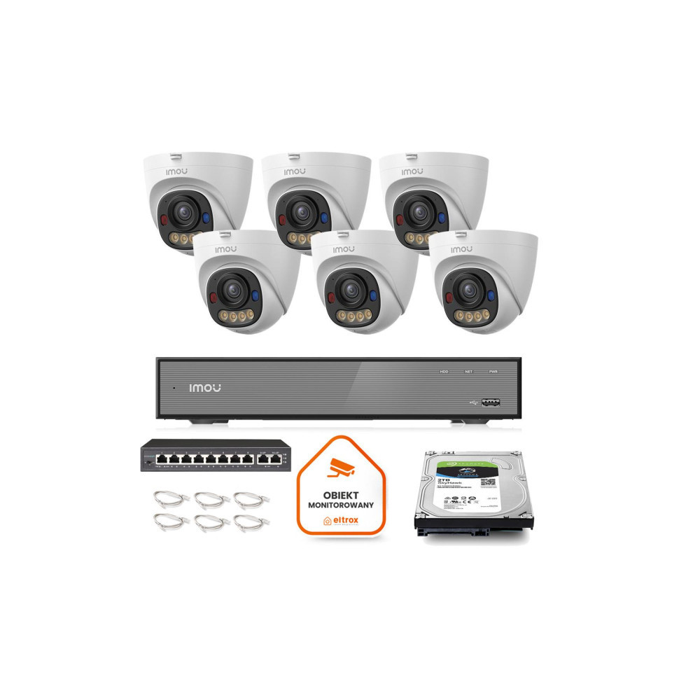 Zestaw monitoringu Imou 6x kamera IPC-PS8D-3V0 3MP kopułka PoE  