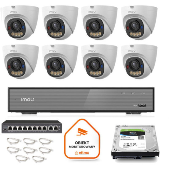 Zestaw monitoringu Imou 8x kamera IPC-PS8D-3V0 3MP kopułka PoE  