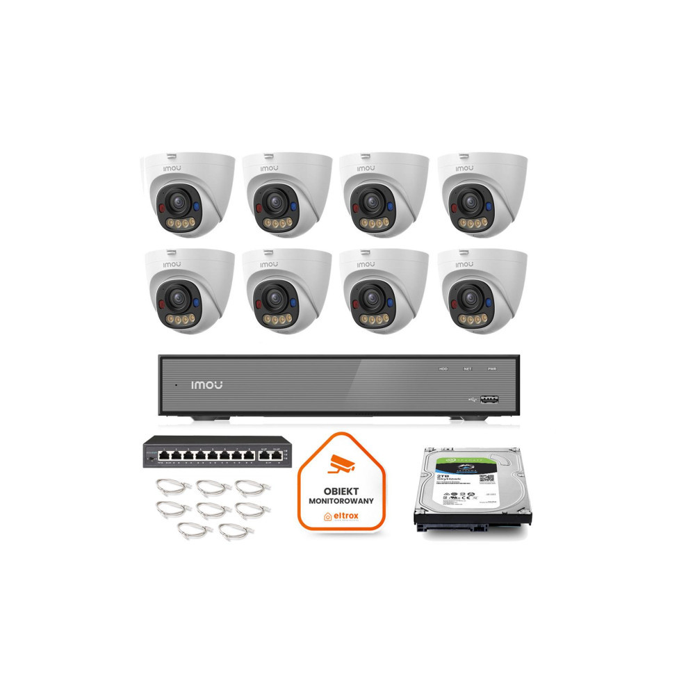 Zestaw monitoringu Imou 8x kamera IPC-PS8D-3V0 3MP kopułka PoE  