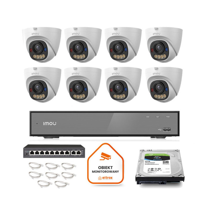Zestaw monitoringu Imou 8x kamera IPC-PS8D-3V0 3MP kopułka PoE  