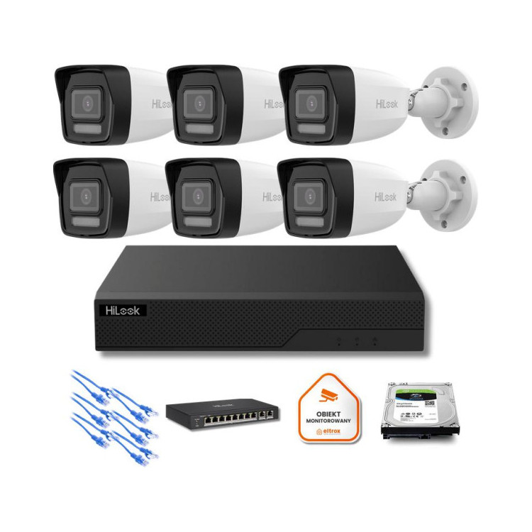Zestaw monitoringu Hilook 6x kamera IPC-B160HA-LU z dyskiem z 2TB