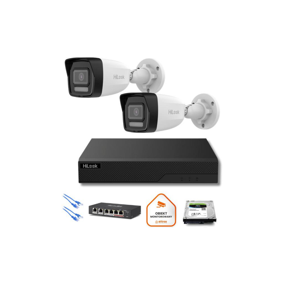 Zestaw monitoringu Hilook 2x kamera IPC-B160HA-LU z dyskiem 2TB