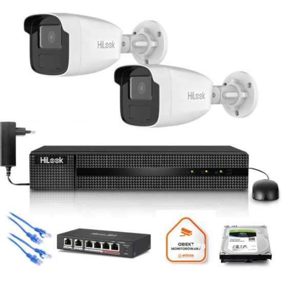 Zestaw monitoringu Hilook 2x kamera IPC-B440H(4mm)(C) z dyskiem 2TB