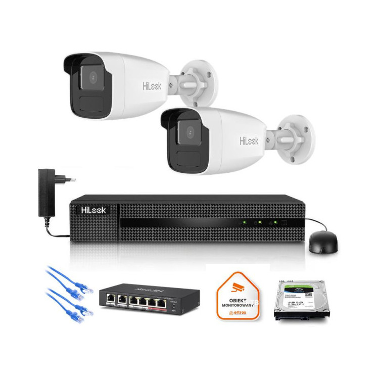 Zestaw monitoringu Hilook 2x kamera IPC-B440H(4mm)(C) z dyskiem 2TB