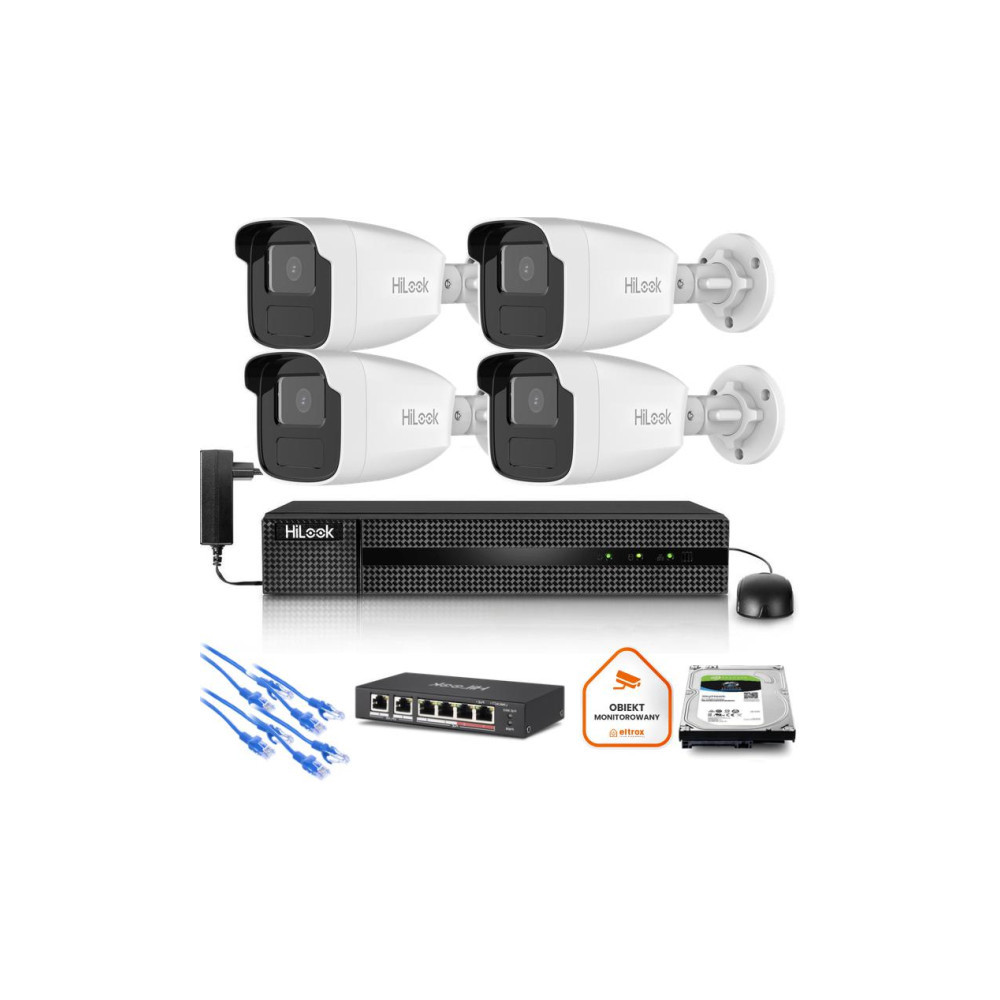 Zestaw monitoringu Hilook 4x kamera IPC-B440H(4mm)(C) z dyskiem 2TB