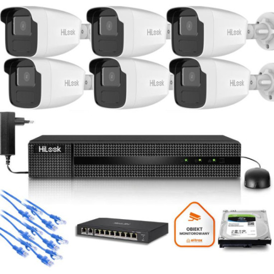 Zestaw monitoringu Hilook 6x kamera IPC-B440H(4mm)(C) z dyskiem 2TB