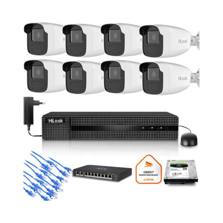 Zestaw monitoringu Hilook 8x kamera IPC-B440H(4mm)(C) z dyskiem 2TB