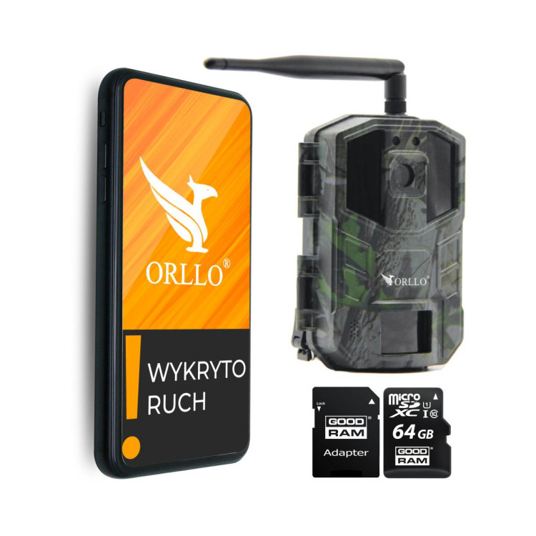 Fotopułapka GSM ORLLO Huntercam 3 + KARTA PAMIĘCI microSD GOODRAM CL10 64GB