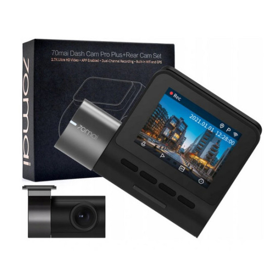 Wideorejestrator 70mai Smart Dash Cam Pro Plus A500S 2.7K/WiFi/GPS + kamera tylna RC06