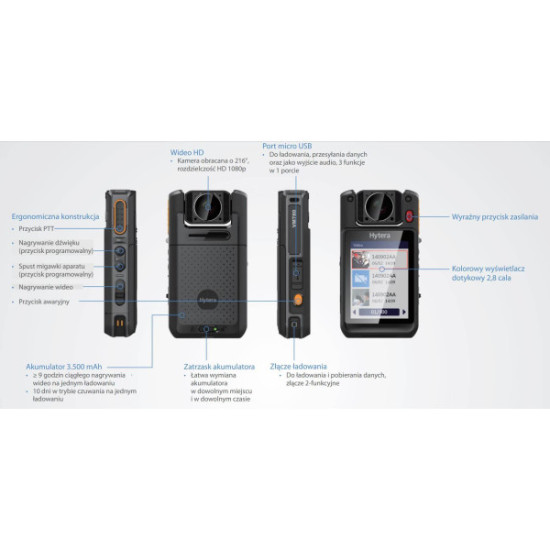 Kamera nasobna Hytera VM780 64GB