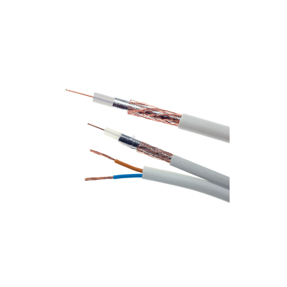 Przewód kabel koncentryczny z zasilaniem do CCTV BIAŁY K60+2x0,5mm2 ELEKTROKABEL 1m