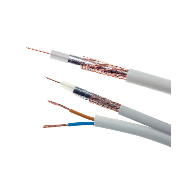 Przewód kabel koncentryczny z zasilaniem do CCTV BIAŁY K60+2x0,5mm2 ELEKTROKABEL 1m