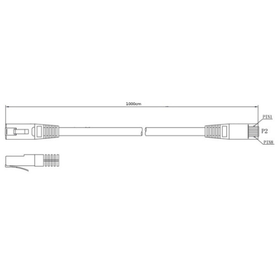 PATCHCORD KAT5E FTP 10M SZARY 