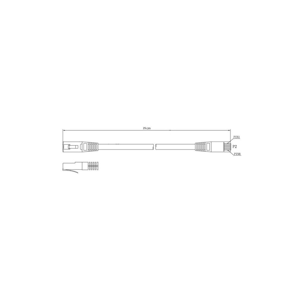PATCHCORD KAT.6 UTP 0,25m SZARY 