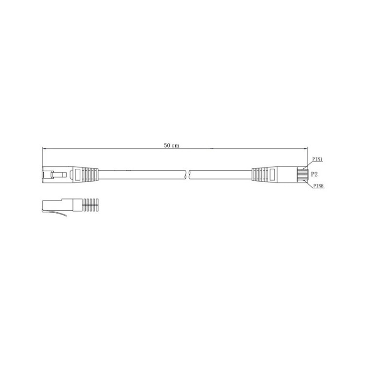 PATCHCORD U/UTP KAT.6 0,5m SZARY 