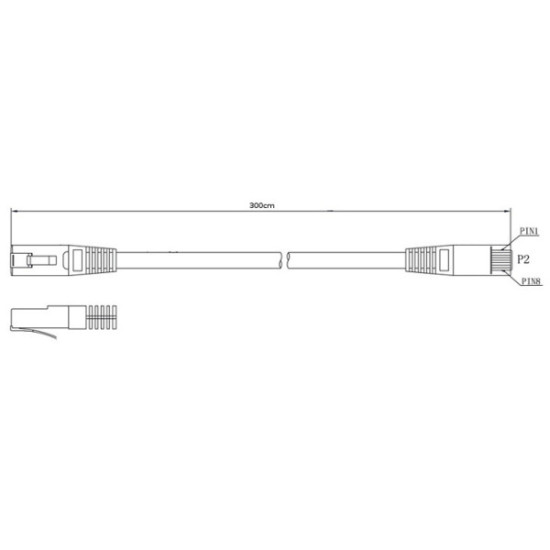 PATCHCORD U/UTP KAT.6 3m SZARY 